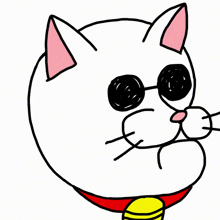 a cartoon drawing of a cat with a yellow star on its eye