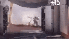 a person is standing in a room with a vault door open and a sign that says -15 on it .