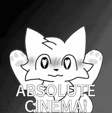 a black and white drawing of a cat with the words " absolute cinema " below it