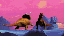 tyrannosaurus rex fighting triceratops anime bite