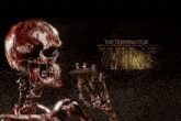 the terminator wins flawless victory with a skeleton in the background