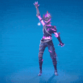a video game character with purple flames on their back