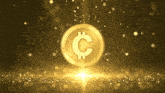 a gold coin with the letter c in the center