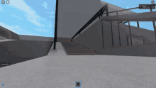 a screenshot of a video game shows a staircase leading to a garage