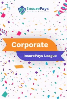 an illustration of a man holding a gift in front of an insurepays league banner