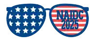 a pair of sunglasses with the words naidc 2025 on them