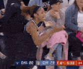 a basketball game is being played between the dal 80 and the chi 79