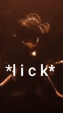 a picture of a monkey with the words * lick * on it