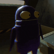 a purple robot with the words * beep * written above it