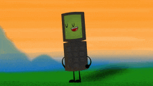 a cartoon drawing of a cellphone with a green face