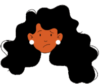 a cartoon illustration of a woman with question marks on her head