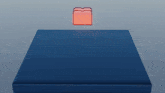 a blue box with a red cube in the middle of it