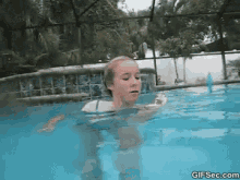 Lizard Jumps On Girl'S Nose While She Swims GIF