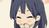a cartoon of a girl with long black hair covering her mouth