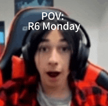 a blurry picture of a person with the words pov r6 monday written above them