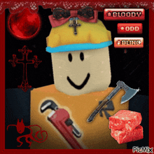 a picture of a roblox character with a cross on his hat