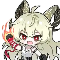a cartoon drawing of a girl with horns holding a flame in her hand .