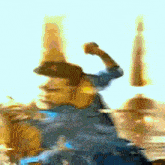a blurry picture of a person with a cowboy hat on their head