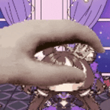 a close up of a person 's eye with a purple background