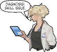 a doctor is holding a tablet and talking about diagnosis skill issue