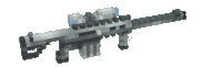 a pixel art drawing of a sniper rifle with a scope
