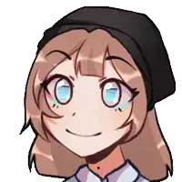 a drawing of a girl wearing a black hat