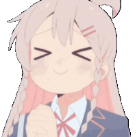 a girl with pigtails is smiling with her eyes closed and her mouth open