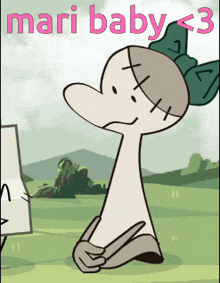 a cartoon character with the words mari baby < 3