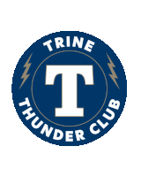 the logo for the trine thunder club has a lightning bolt in the center