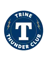 the logo for the trine thunder club has a lightning bolt in the center