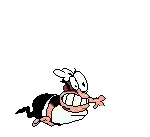 a cartoon of a person doing a handstand on a white background .