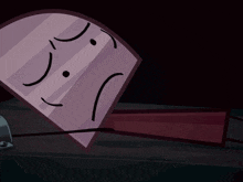 a cartoon drawing of a purple object with a surprised face
