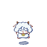 a cartoon drawing of a sheep with a bell around its neck .