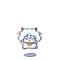 a cartoon drawing of a sheep with a bell around its neck .