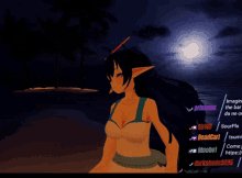 a screenshot of a video game shows a woman pointing at the sky