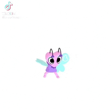 a cartoon drawing of a fairy with wings and a heart on its chest .