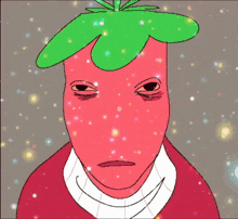 a cartoon drawing of a person with flames around their head