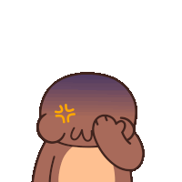 a cartoon drawing of a brown teddy bear with an angry look on his face