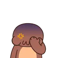 a cartoon drawing of a brown teddy bear with an angry look on his face