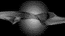a black and white image of a skull made of dots on a black background