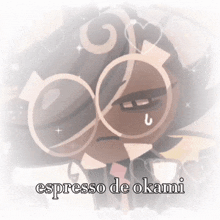 a picture of a character with the words espresso de okami