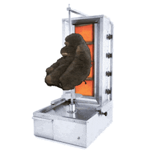 a stuffed gorilla is being cooked in a kebab grill