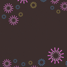 arabic writing on a brown background with colorful fireworks around it