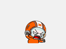 a cartoon character with a helmet that says 38 on it