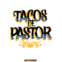 a logo for tacos de pastor by akyfood is shown