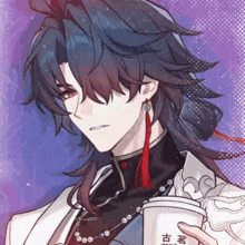 a close up of a person holding a cup that says ' chinese ' on it