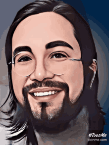 a drawing of a man with glasses and a beard with #toonme toonme.com written on the bottom