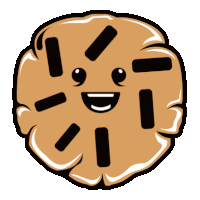 a cartoon drawing of a cookie with a smiling face on it
