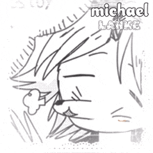 a black and white drawing of a girl with the name michael on it
