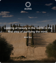 a quote by amit ray says looking at beauty in the world is the first step of purifying the mind